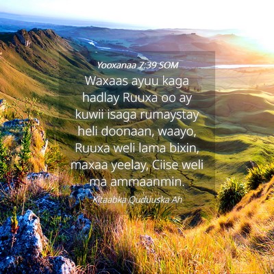 Picture 04 - Yooxanaa 7:39 SOM - Waxaas ayuu kaga hadlay Ruuxa oo ay kuwii isaga - Bible Verse Picture
