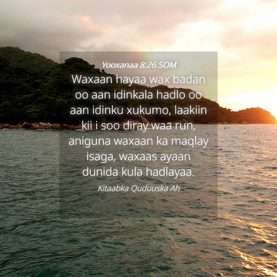 Picture 04 - Yooxanaa 8:26 SOM - Waxaan hayaa wax badan oo aan idinkala hadlo oo - Bible Verse Picture