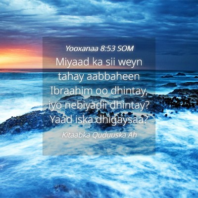 Picture 04 - Yooxanaa 8:53 SOM - Miyaad ka sii weyn tahay aabbaheen Ibraahim oo - Bible Verse Picture