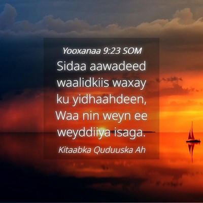 Picture 04 - Yooxanaa 9:23 SOM - Sidaa aawadeed waalidkiis waxay ku yidhaahdeen, - Bible Verse Picture