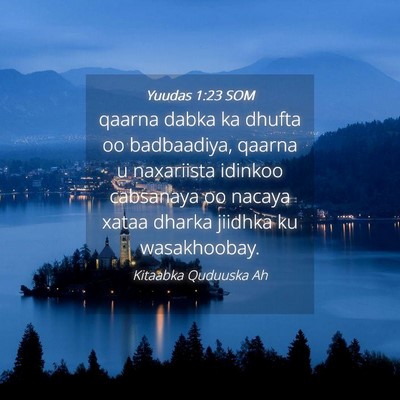 Picture 04 - Yuudas 1:23 SOM - qaarna dabka ka dhufta oo badbaadiya, qaarna u - Bible Verse Picture