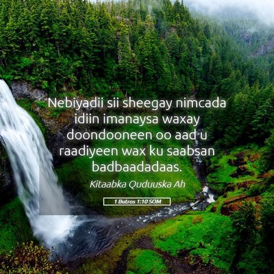 Picture 05 - 1 Butros 1:10 SOM - Nebiyadii sii sheegay nimcada idiin imanaysa - Bible Verse Picture