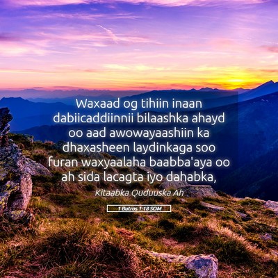 Picture 05 - 1 Butros 1:18 SOM - Waxaad og tihiin inaan dabiicaddiinnii bilaashka - Bible Verse Picture