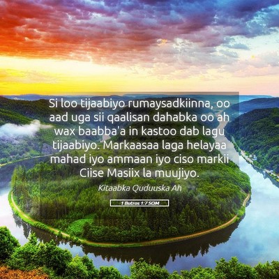 Picture 05 - 1 Butros 1:7 SOM - Si loo tijaabiyo rumaysadkiinna, oo aad uga sii - Bible Verse Picture