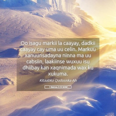 Picture 05 - 1 Butros 2:23 SOM - Oo isagu markii la caayay, dadkii caayay cay uma - Bible Verse Picture