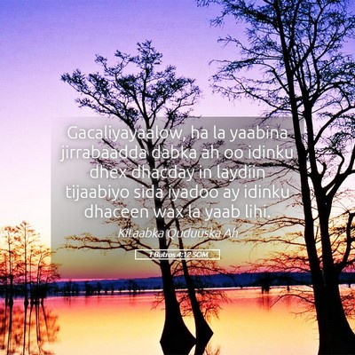 Picture 05 - 1 Butros 4:12 SOM - Gacaliyayaalow, ha la yaabina jirrabaadda dabka - Bible Verse Picture