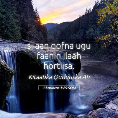 Picture 05 - 1 Korintos 1:29 SOM - si aan qofna ugu faanin Ilaah - Bible Verse Picture