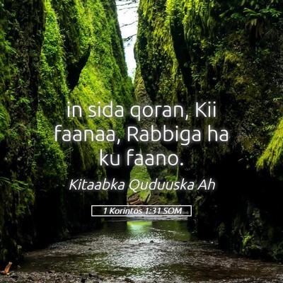 Picture 05 - 1 Korintos 1:31 SOM - in sida qoran, Kii faanaa, Rabbiga ha ku - Bible Verse Picture