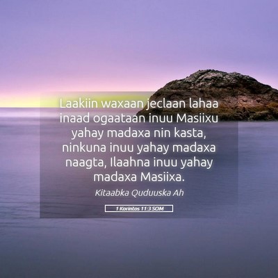 Picture 05 - 1 Korintos 11:3 SOM - Laakiin waxaan jeclaan lahaa inaad ogaataan inuu - Bible Verse Picture
