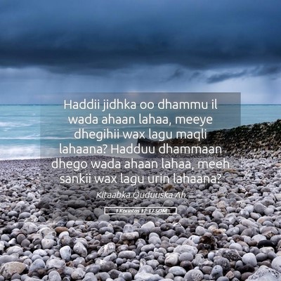 Picture 05 - 1 Korintos 12:17 SOM - Haddii jidhka oo dhammu il wada ahaan lahaa, - Bible Verse Picture