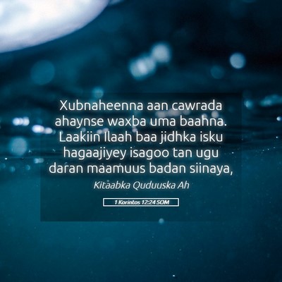 Picture 05 - 1 Korintos 12:24 SOM - Xubnaheenna aan cawrada ahaynse waxba uma baahna. - Bible Verse Picture