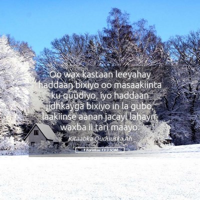 Picture 05 - 1 Korintos 13:3 SOM - Oo wax kastaan leeyahay haddaan bixiyo oo - Bible Verse Picture