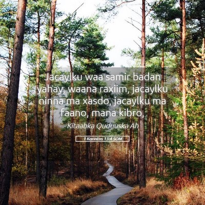 Picture 05 - 1 Korintos 13:4 SOM - Jacaylku waa samir badan yahay, waana raxiim, - Bible Verse Picture