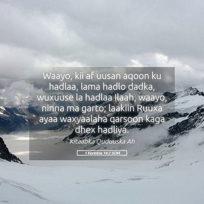 Picture 05 - 1 Korintos 14:2 SOM - Waayo, kii af uusan aqoon ku hadlaa, lama hadlo - Bible Verse Picture