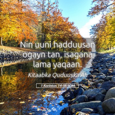 Picture 05 - 1 Korintos 14:38 SOM - Nin uuni hadduusan ogayn tan, isagana lama - Bible Verse Picture