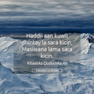 Picture 05 - 1 Korintos 15:16 SOM - Haddii aan kuwii dhintay la sara kicin, Masiixana - Bible Verse Picture