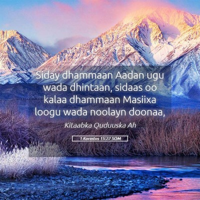 Picture 05 - 1 Korintos 15:22 SOM - Siday dhammaan Aadan ugu wada dhintaan, sidaas oo - Bible Verse Picture