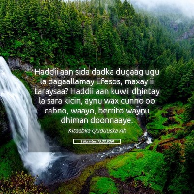 Picture 05 - 1 Korintos 15:32 SOM - Haddii aan sida dadka dugaag ugu la dagaallamay - Bible Verse Picture