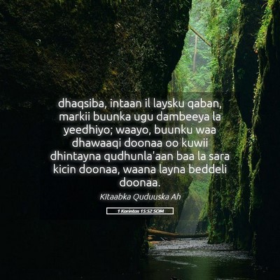 Picture 05 - 1 Korintos 15:52 SOM - dhaqsiba, intaan il laysku qaban, markii buunka - Bible Verse Picture