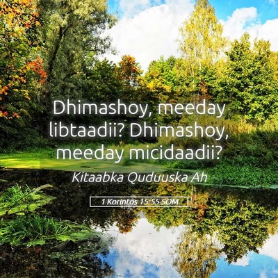 Picture 05 - 1 Korintos 15:55 SOM - Dhimashoy, meeday libtaadii? Dhimashoy, meeday - Bible Verse Picture