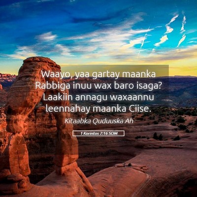 Picture 05 - 1 Korintos 2:16 SOM - Waayo, yaa gartay maanka Rabbiga inuu wax baro - Bible Verse Picture