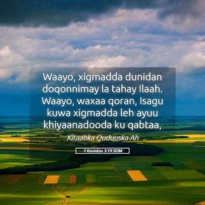 Picture 05 - 1 Korintos 3:19 SOM - Waayo, xigmadda dunidan doqonnimay la tahay - Bible Verse Picture