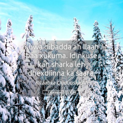 Picture 05 - 1 Korintos 5:13 SOM - Kuwa dibadda ah Ilaah baa xukuma. Idinkuse kan - Bible Verse Picture