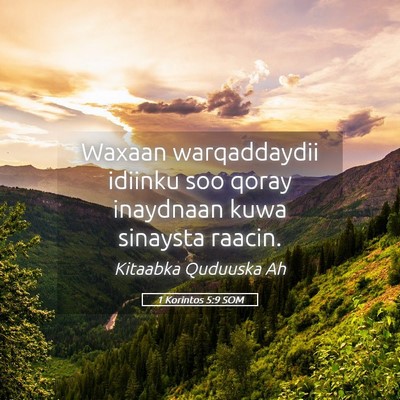 Picture 05 - 1 Korintos 5:9 SOM - Waxaan warqaddaydii idiinku soo qoray inaydnaan - Bible Verse Picture