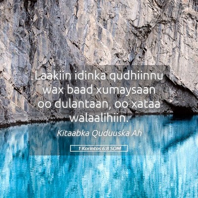 Picture 05 - 1 Korintos 6:8 SOM - Laakiin idinka qudhiinnu wax baad xumaysaan oo - Bible Verse Picture