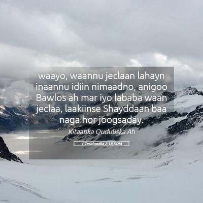 Picture 05 - 1 Tesaloniika 2:18 SOM - waayo, waannu jeclaan lahayn inaannu idiin - Bible Verse Picture
