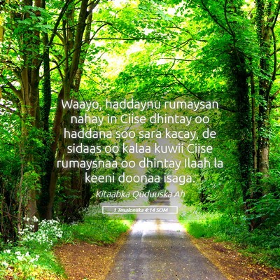 Picture 05 - 1 Tesaloniika 4:14 SOM - Waayo, haddaynu rumaysan nahay in Ciise dhintay - Bible Verse Picture