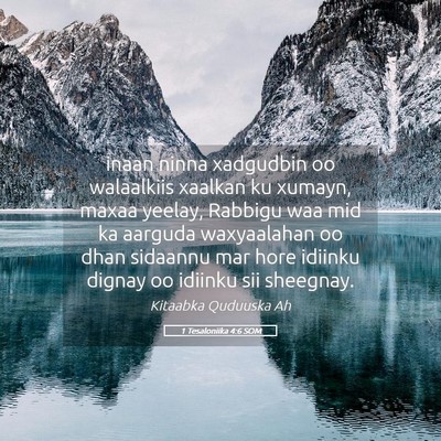 Picture 05 - 1 Tesaloniika 4:6 SOM - inaan ninna xadgudbin oo walaalkiis xaalkan ku - Bible Verse Picture