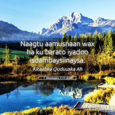 Picture 05 - 1 Timoteyos 2:11 SOM - Naagtu aamusnaan wax ha ku barato iyadoo - Bible Verse Picture