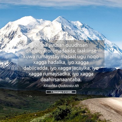 Picture 05 - 1 Timoteyos 4:12 SOM - Ninna yuusan quudhsan dhallinyaronimadaada, - Bible Verse Picture