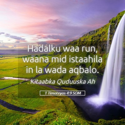 Picture 05 - 1 Timoteyos 4:9 SOM - Hadalku waa run, waana mid istaahila in la wada - Bible Verse Picture