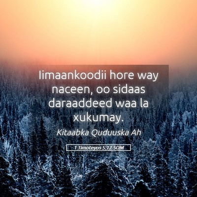 Picture 05 - 1 Timoteyos 5:12 SOM - Iimaankoodii hore way naceen, oo sidaas - Bible Verse Picture