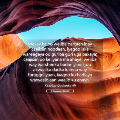 Picture 05 - 1 Timoteyos 5:13 SOM - Waxay kaloo weliba bartaan inay caajisiin - Bible Verse Picture