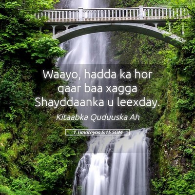 Picture 05 - 1 Timoteyos 5:15 SOM - Waayo, hadda ka hor qaar baa xagga Shayddaanka u - Bible Verse Picture