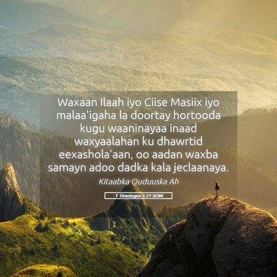 Picture 05 - 1 Timoteyos 5:21 SOM - Waxaan Ilaah iyo Ciise Masiix iyo malaa'igaha la - Bible Verse Picture