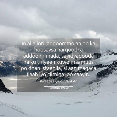 Picture 05 - 1 Timoteyos 6:1 SOM - In alla intii addoommo ah oo ka hoosaysa - Bible Verse Picture