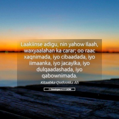 Picture 05 - 1 Timoteyos 6:11 SOM - Laakiinse adigu, nin yahow Ilaah, waxyaalahan ka - Bible Verse Picture