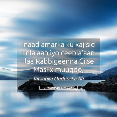 Picture 05 - 1 Timoteyos 6:14 SOM - inaad amarka ku xajisid iinla'aan iyo ceebla'aan - Bible Verse Picture