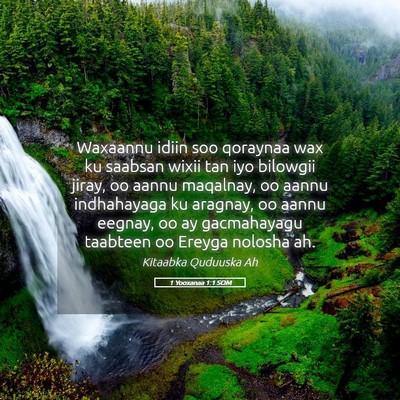 Picture 05 - 1 Yooxanaa 1:1 SOM - Waxaannu idiin soo qoraynaa wax ku saabsan wixii - Bible Verse Picture