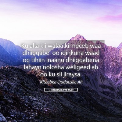 Picture 05 - 1 Yooxanaa 3:15 SOM - Ku alla kii walaalkii neceb waa dhiigqabe, oo - Bible Verse Picture