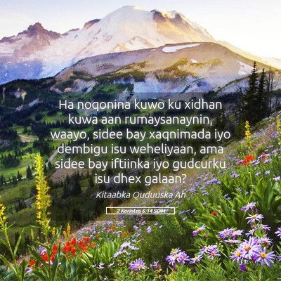 Picture 05 - 2 Korintos 6:14 SOM - Ha noqonina kuwo ku xidhan kuwa aan - Bible Verse Picture