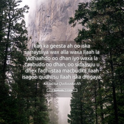 Picture 05 - 2 Tesaloniika 2:4 SOM - kan ka geesta ah oo iska sarraysiiya wax alla - Bible Verse Picture