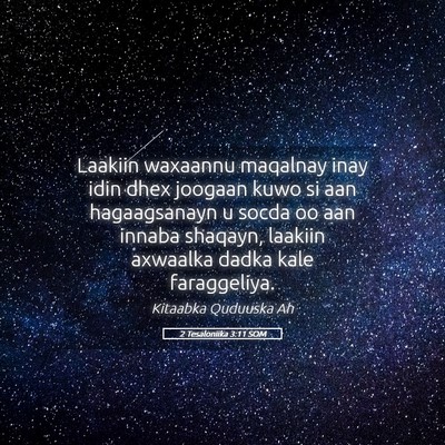 Picture 05 - 2 Tesaloniika 3:11 SOM - Laakiin waxaannu maqalnay inay idin dhex joogaan - Bible Verse Picture