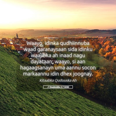 Picture 05 - 2 Tesaloniika 3:7 SOM - Waayo, idinka qudhiinnuba waad garanaysaan sida - Bible Verse Picture