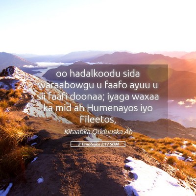 Picture 05 - 2 Timoteyos 2:17 SOM - oo hadalkoodu sida waraabowgu u faafo ayuu u sii - Bible Verse Picture