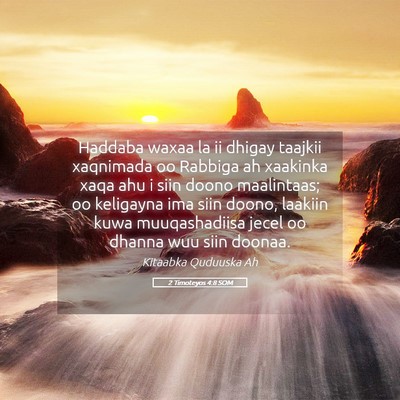 Picture 05 - 2 Timoteyos 4:8 SOM - Haddaba waxaa la ii dhigay taajkii xaqnimada oo - Bible Verse Picture